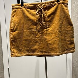 SO Yellow Tie Front Pencil Mini Skirt